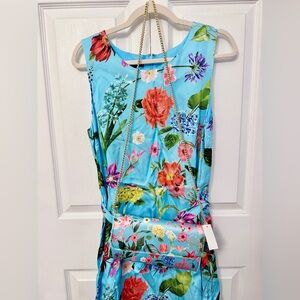 Talbots Floral Blue Dress with Matching Bag 12